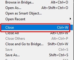 click on the Close option