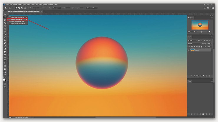 Select the Elliptical Marquee Tool