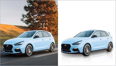Car photo editing service — number plate removed and reflections cleaned on a vehicle
