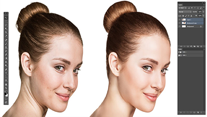 Image enhancement service — clarity and contrast lifted on a soft source file