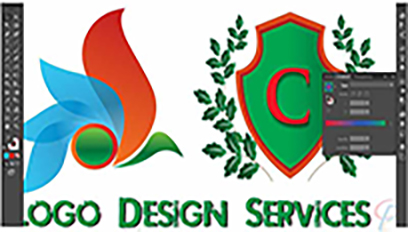 Logo design service — a brand mark shown in its primary and secondary variants
