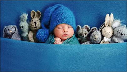 Newborn photo editing service — supporting hands and props removed from a baby portrait