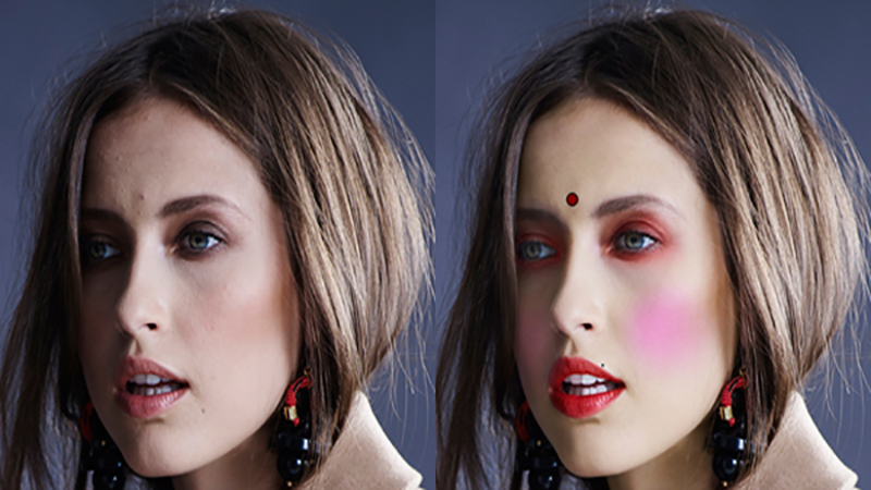 Quality assurance check comparing before and after retouching