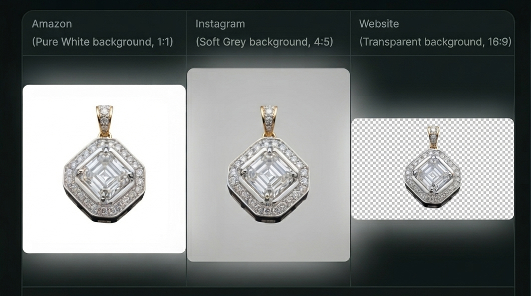 A product image built to a marketplace's exact background and framing rules