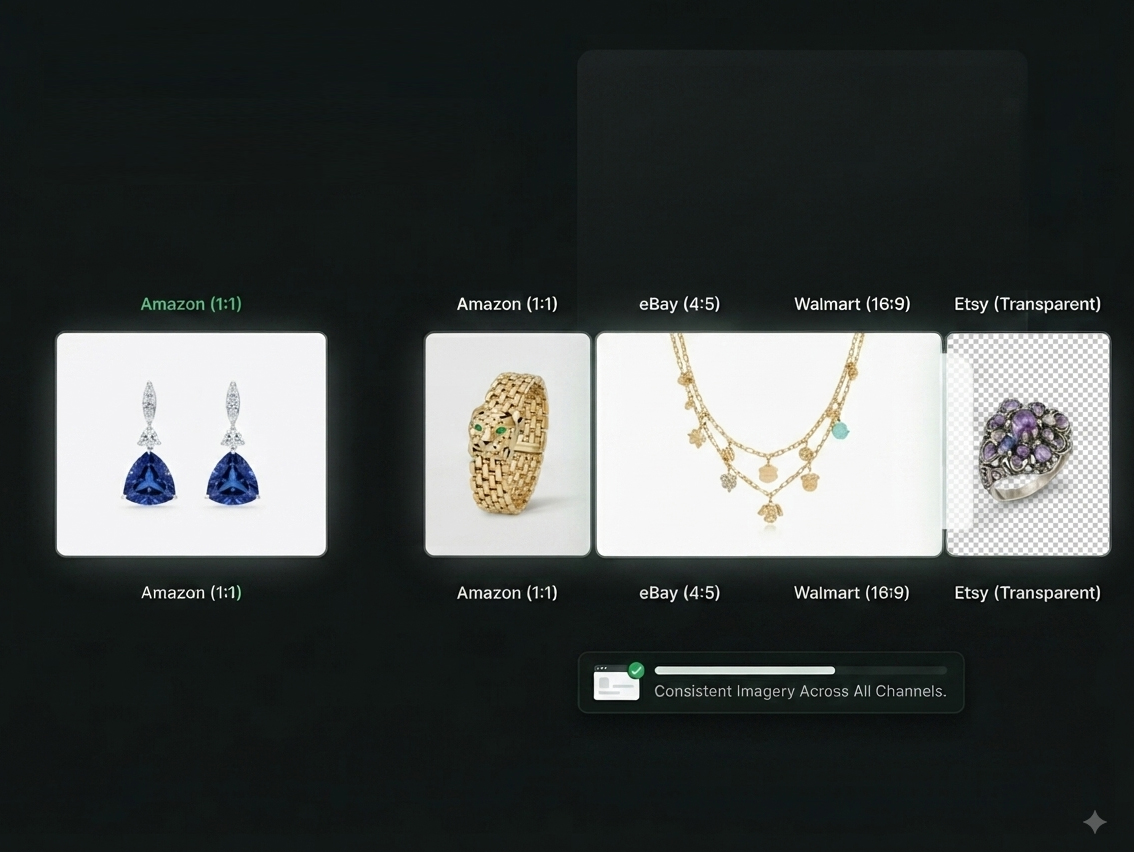 One seller catalog prepared to the specifications of four marketplaces